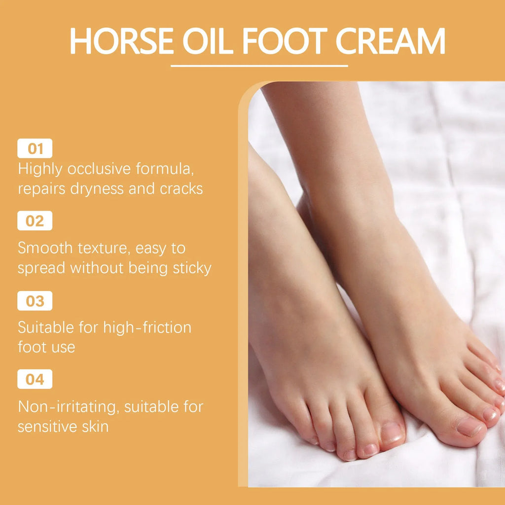 30g tube of horse oil foot and neck care cream for moisturising dry skin.