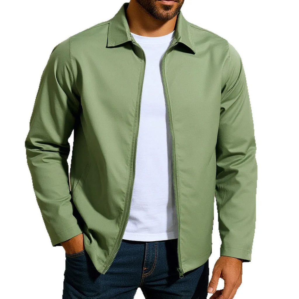 Men's zip-up cardigan jacket with raglan sleeves in polyester blend fabric