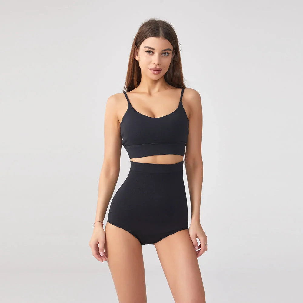 Plus size seamless high waist waist girdle in black and skin color, available in sizes XS to 4XL.