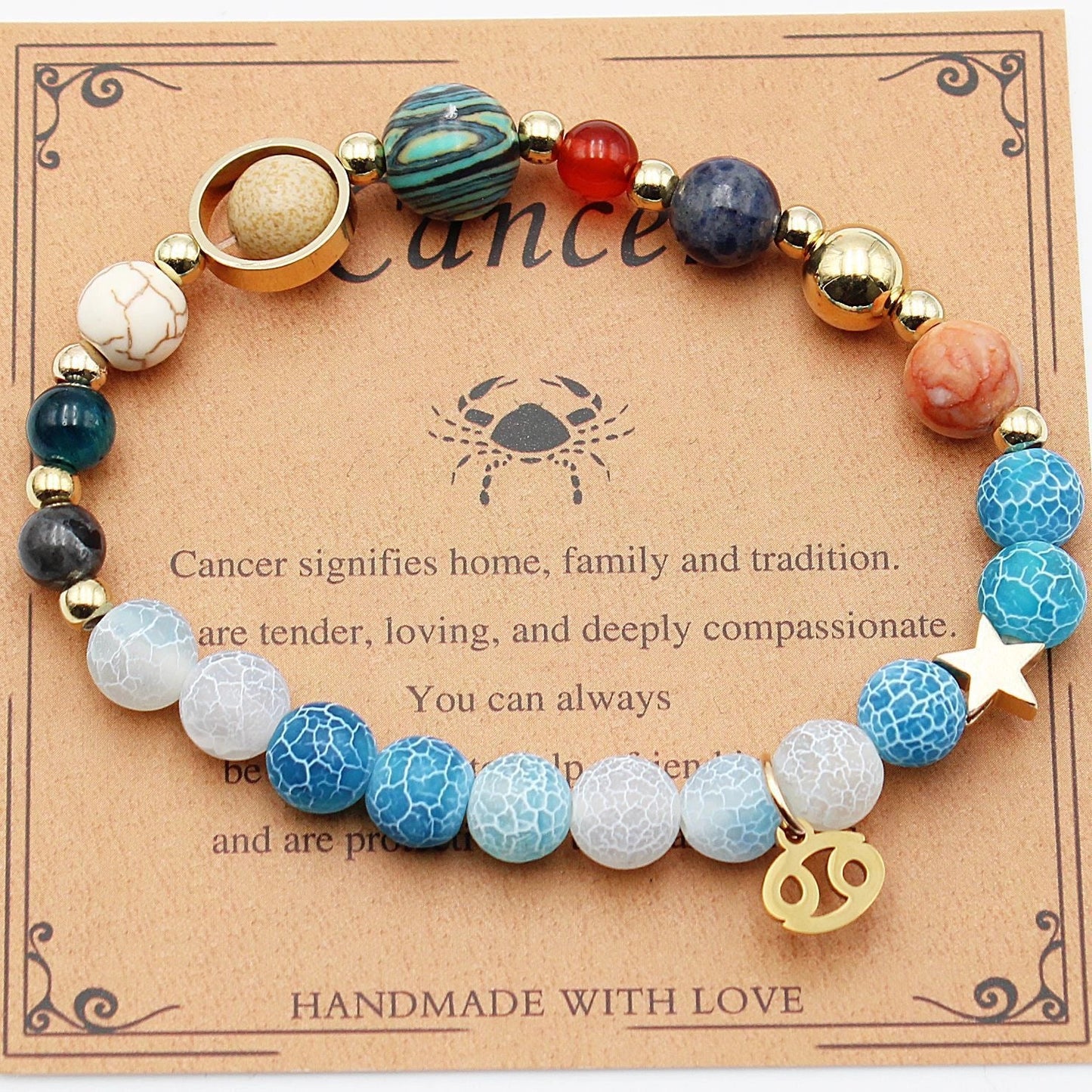 Twelve Constellations Natural Stone Beaded Bracelets - Unisex Astrological Jewellery