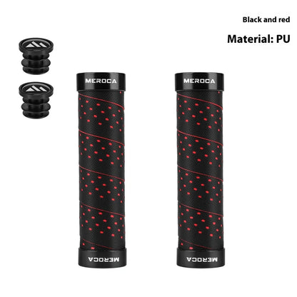 Lockable bicycle handlebar covers with anti-slip winding pattern in black-red colour combination