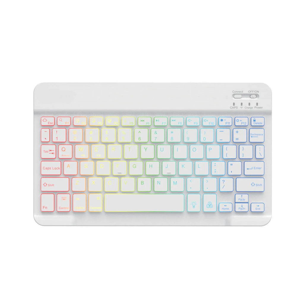 10-inch wireless Bluetooth keyboard with colourful backlit keys for mobile phones and tablets