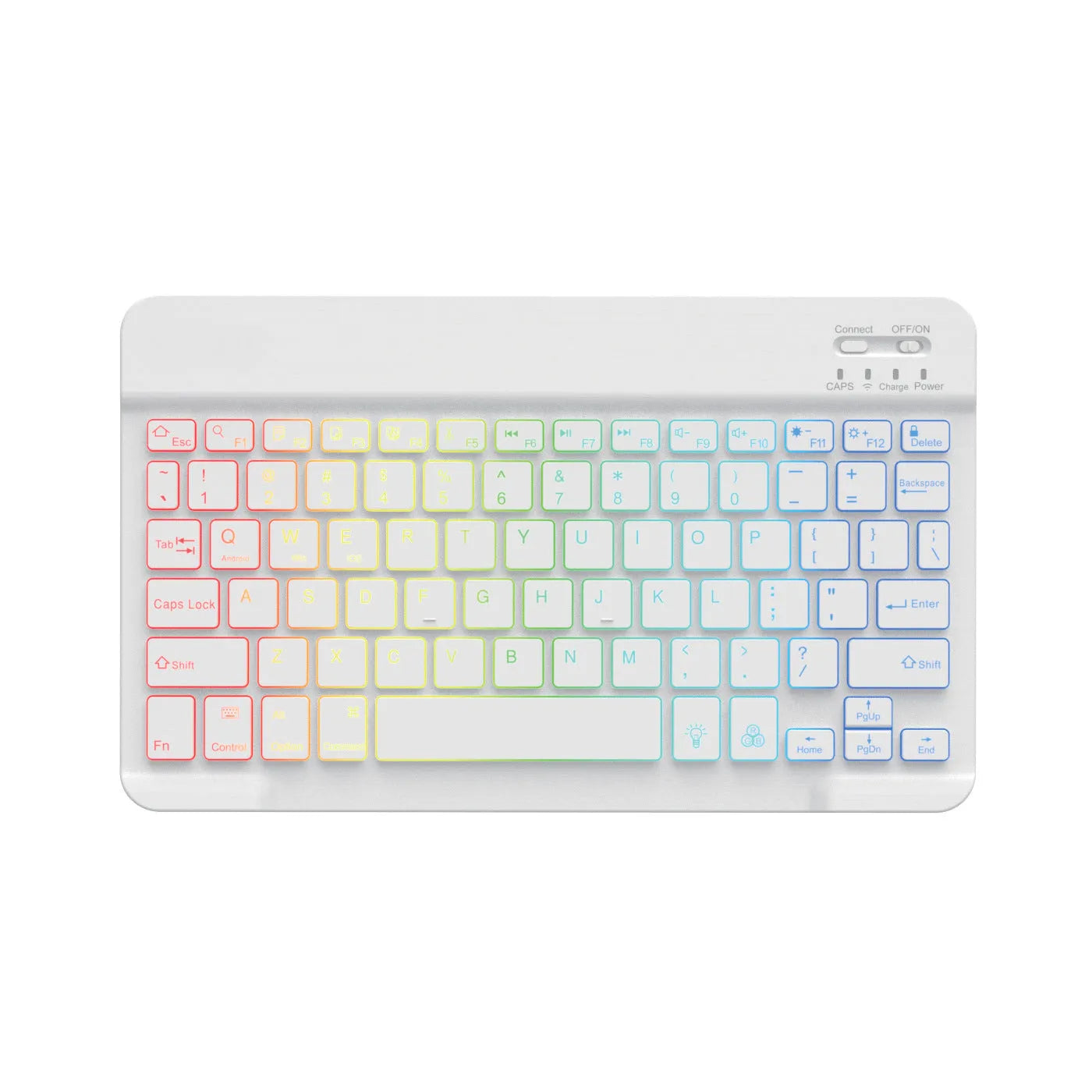 10-inch wireless Bluetooth keyboard with colourful backlit keys for mobile phones and tablets