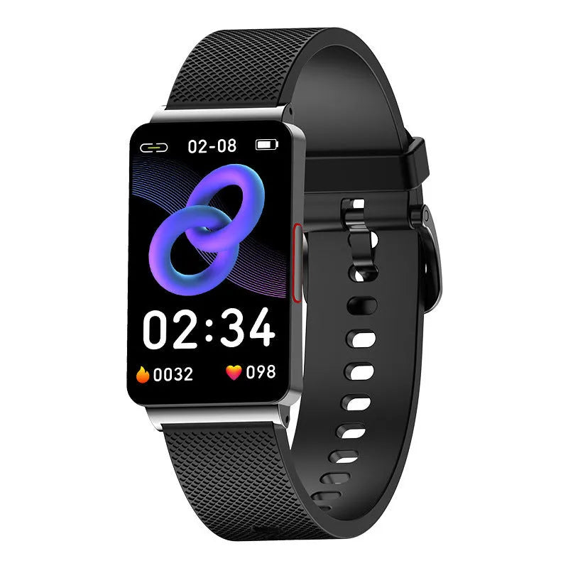 Blood Glucose EP08 Smart Bracelet in black, gold, or silver with colour display and TPU strap.