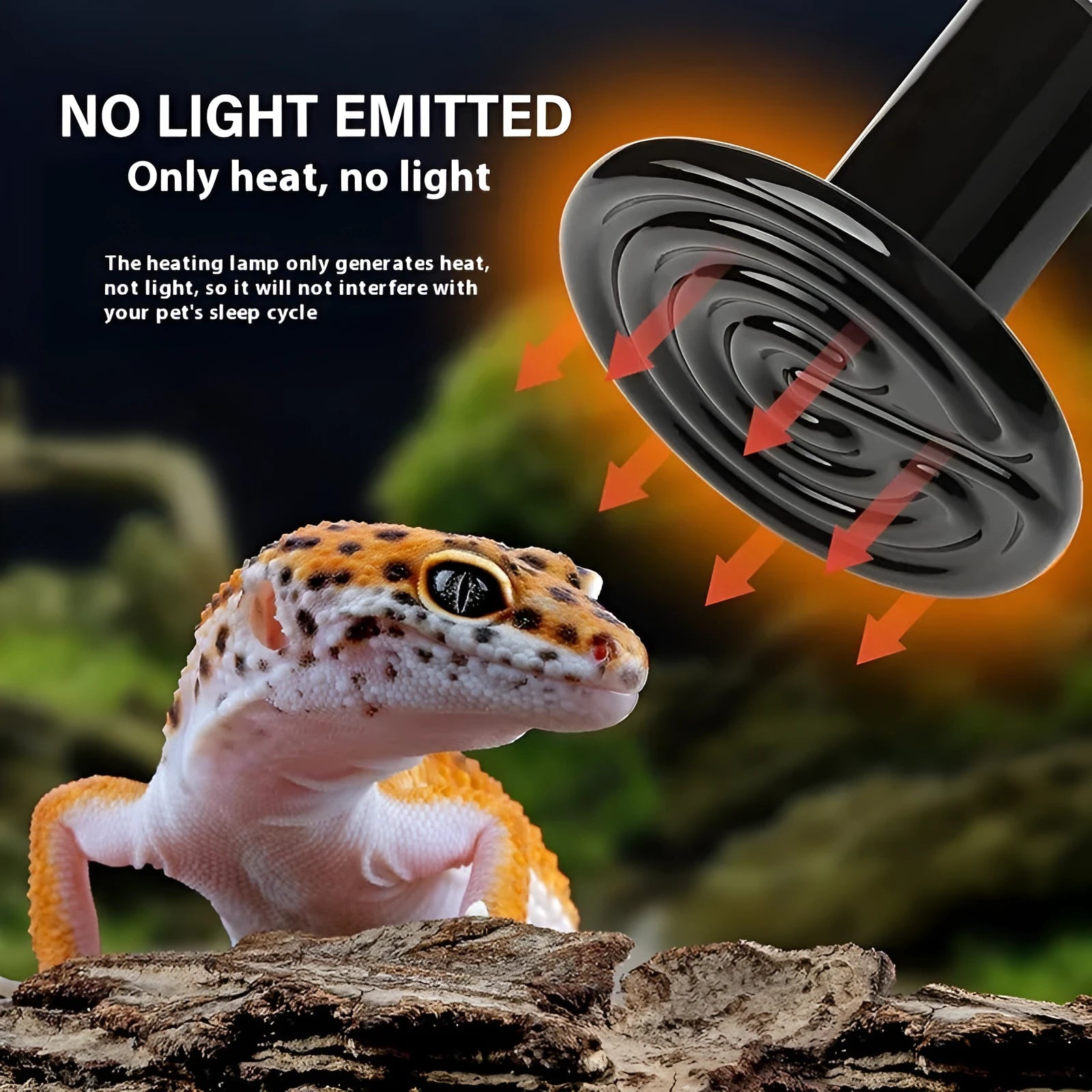 Black ceramic heating night light for climbing pets with temperature control
