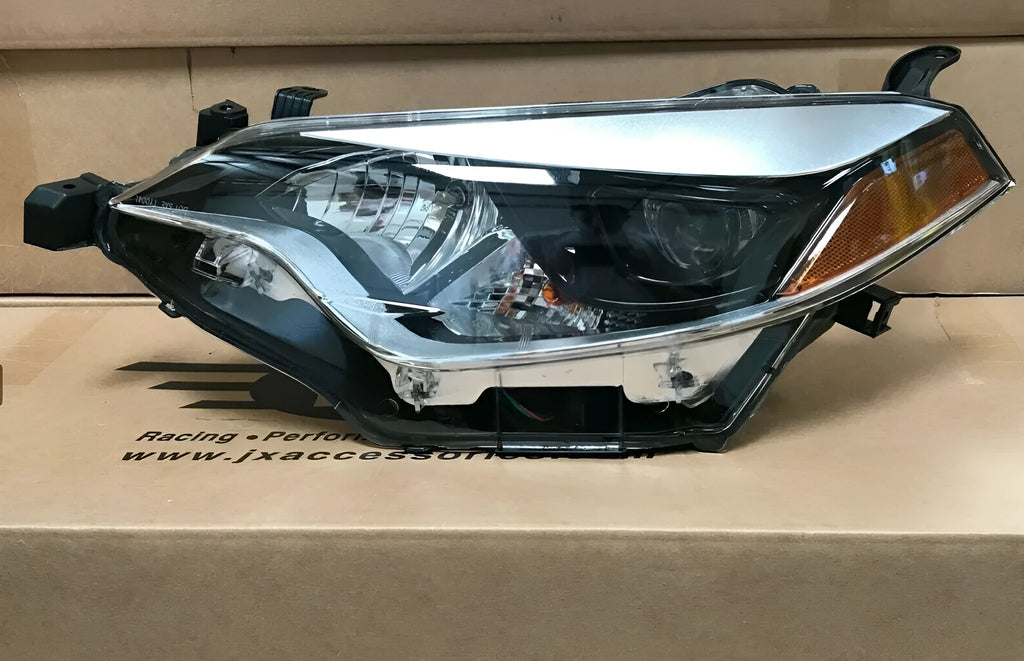 Right-hand halogen headlight assembly for 2014-2016 Toyota Corolla with plastic housing.