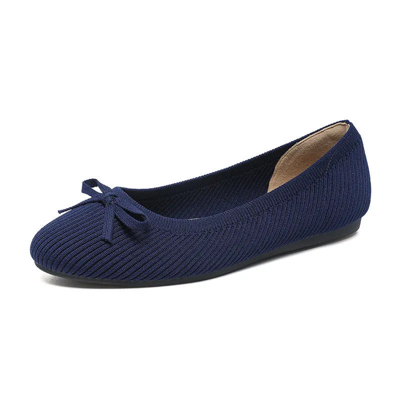 Women's flat pumps with bow decoration in round toe design available in butterfly colours