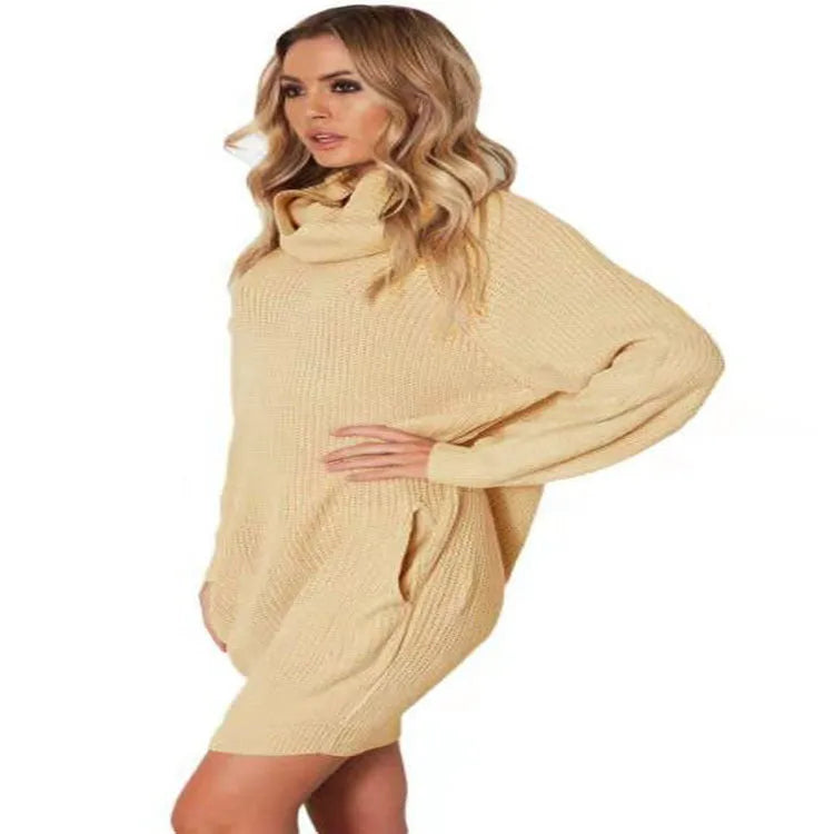 Women's lapel collar sweater with side pockets in imitation cashmere fabric
