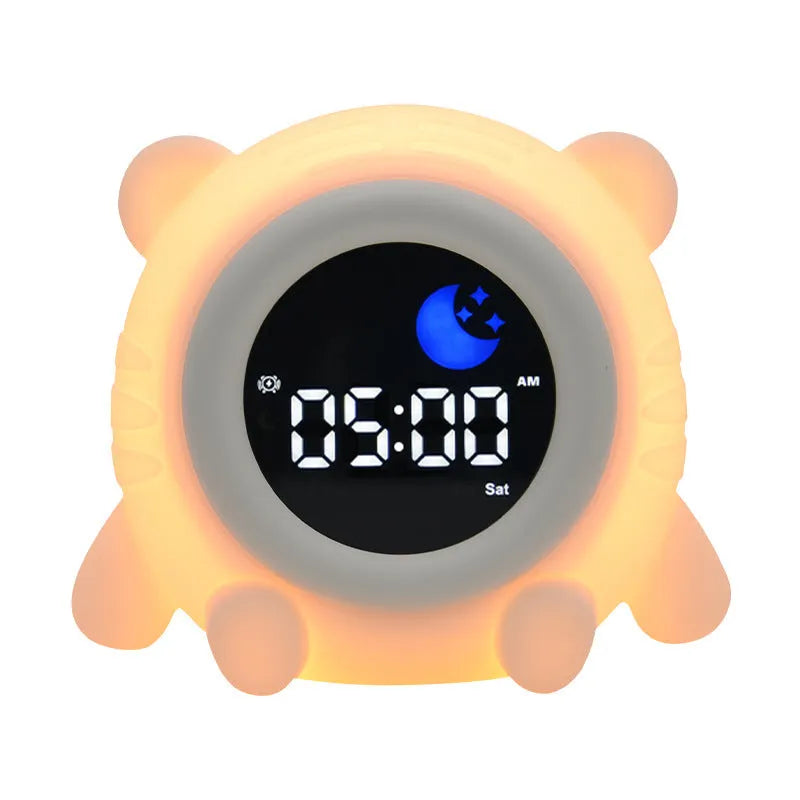 Soft edible silicone children's alarm clock with music function, white, puppy style