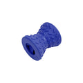 Blue natural rubber interactive treat dispensing dog bone toy for aggressive chewers.