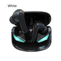 Wireless TWS in-ear sports stereo headphones in neutral-black with bilateral sound and power cord