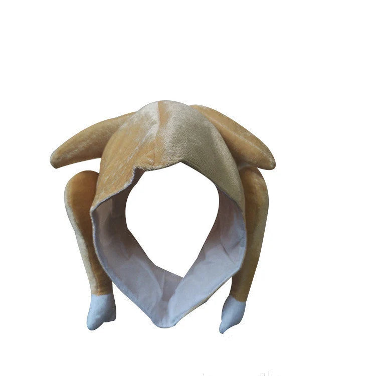 Brown Plush Roasted Turkey Hat for Thanksgiving celebrations