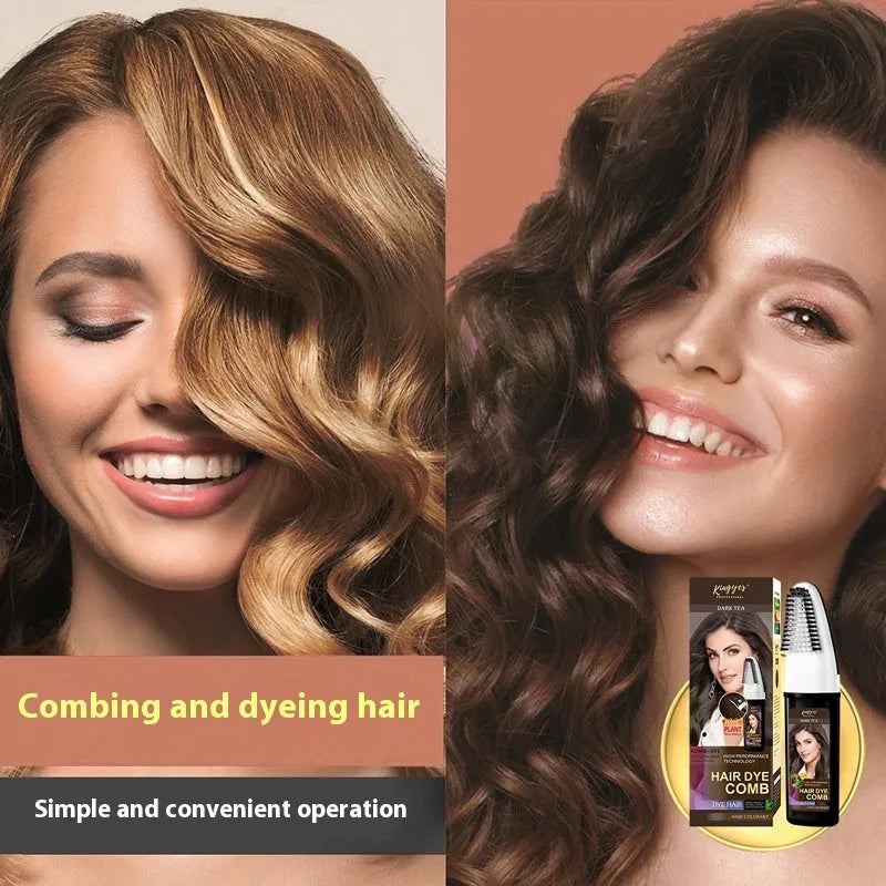 Hair dye comb kit with three 200ml bottles in brown, dark brown and wine red colours
