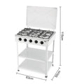 European-style vertical split stove gas cooker with metal rack on white background