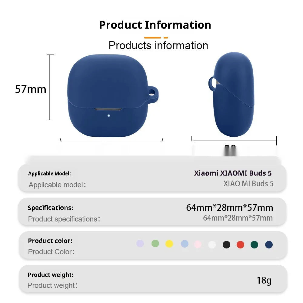 Soft silicone protective case for Buds5 Bluetooth headset in Black Nude colour, handmade universal fit