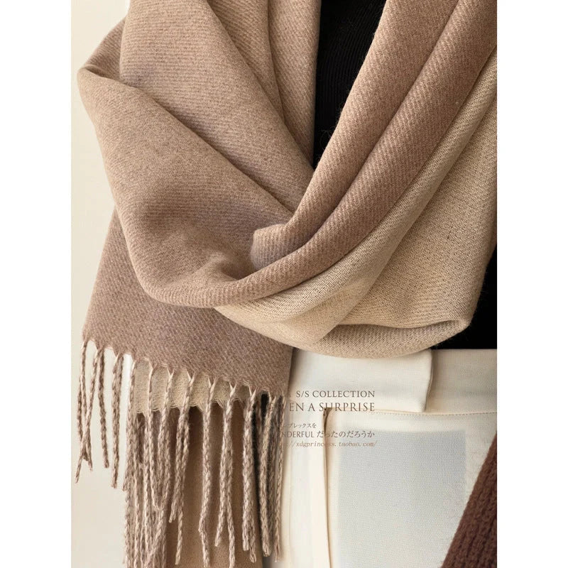Double-sided artificial Australian wool scarf shawl in various colours for winter warmth