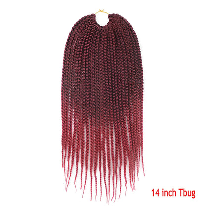 Crochet Senegal box braids extensions in 18 inch 1B colour, three silk braids per piece for easy hair installation