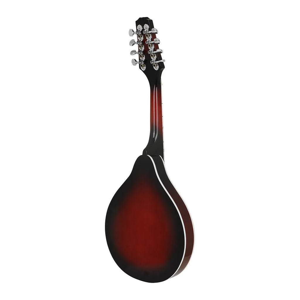 Red black edge electric sound mandolin with eight strings and included accessories