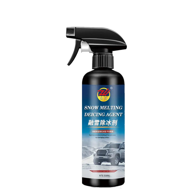 Car glass deicer snow melting agent 500ml black bottle for windscreen ice removal