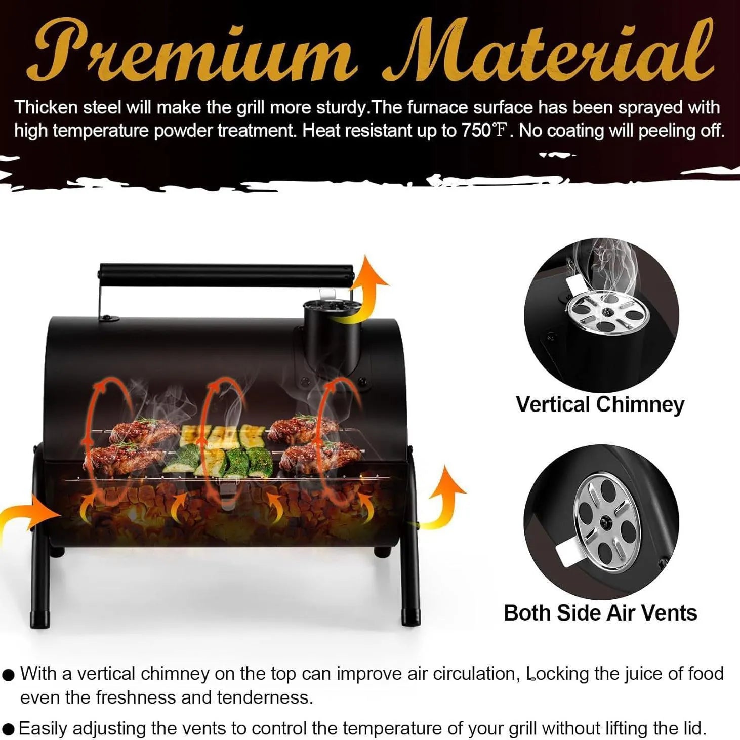 Small portable charcoal barbecue grill in a folded or unfolded state on a tabletop.