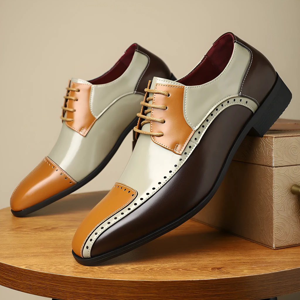 Men's low-top business casual shoes in artificial PU with EVA sole and leather detailing