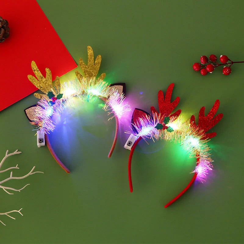 IPC Christmas Hair Band with glowing Xmas tree and snowflake designs, perfect for holiday festivities