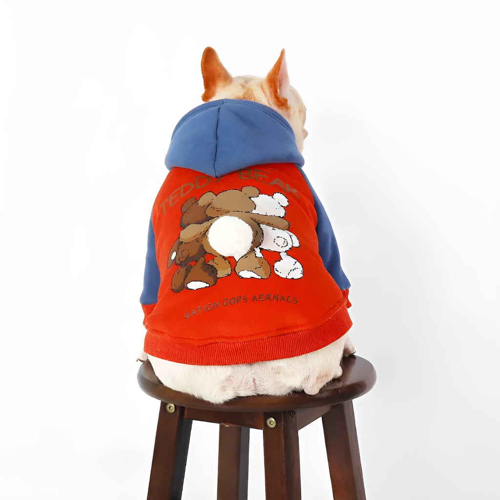 Red cotton dog clothing for small and medium-sized breeds like Teddy and Corgi for autumn and winter.