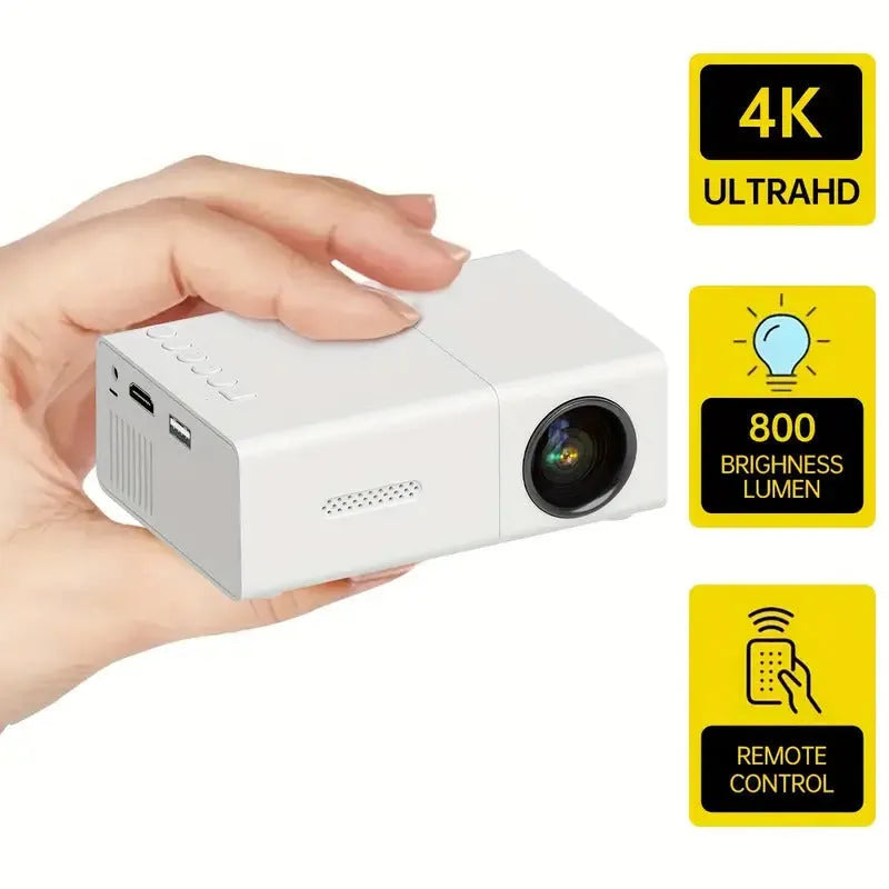M100 Mini Projector in black or white colour with 100-inch projection capability and UK British Standard plug