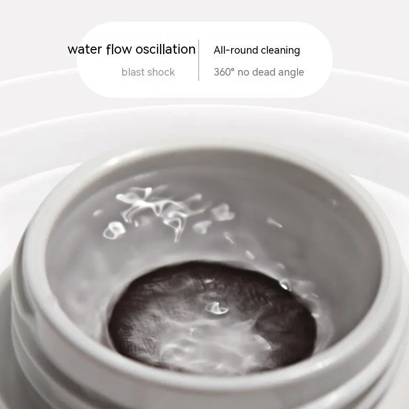 Automatic ultrasonic flushing instrument for invisible glasses in pearl white, blue, and pink colours