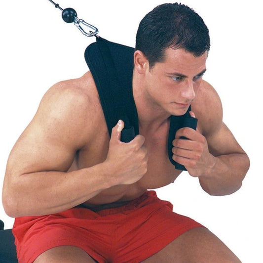 Black abdominal strap handle leggings with 35mm diameter handles and D-rings for strength training