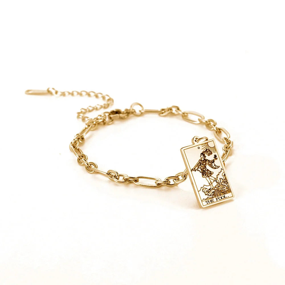 12 Tarot Card Series Stainless Steel Bracelet with 18K Gold Plating