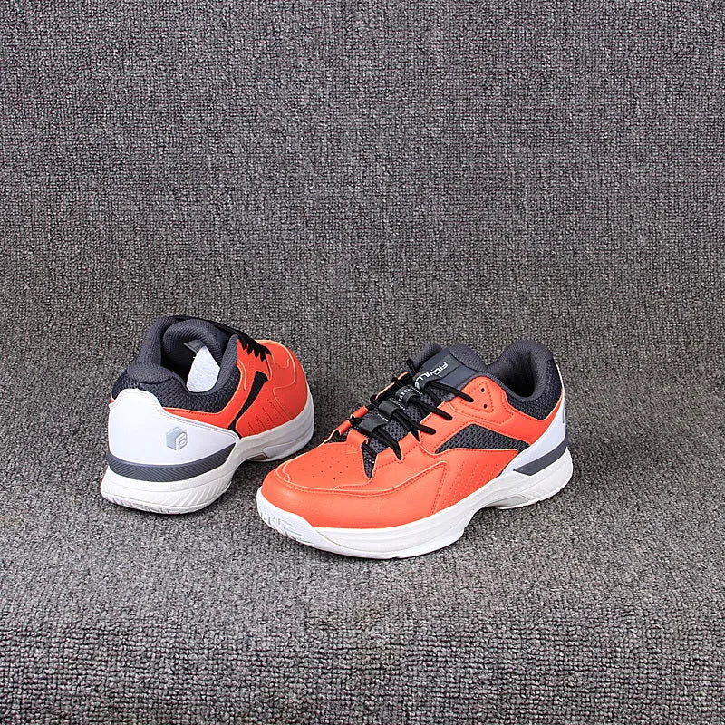 FitVille orange wide last training shoe for men with suede and fabric upper, side view