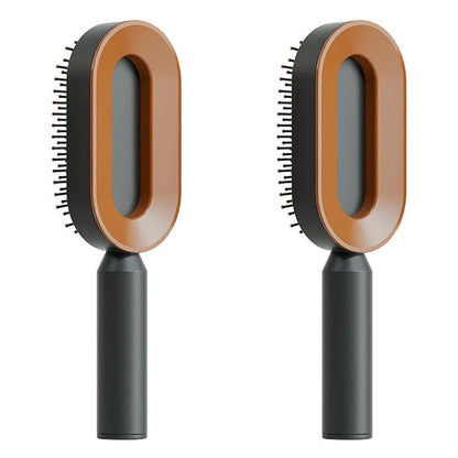 3D Air Cushion Hair Brush in elegant white, showcasing wide comb teeth and ergonomic handle