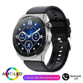 Black silicone strap smartwatch with silver vinyl case showing a TFT touch screen display.