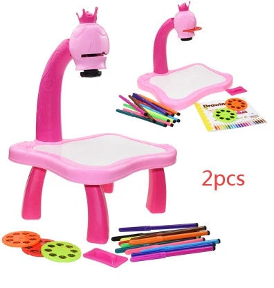 Children's magnetic projection drawing board with music function in blue and pink