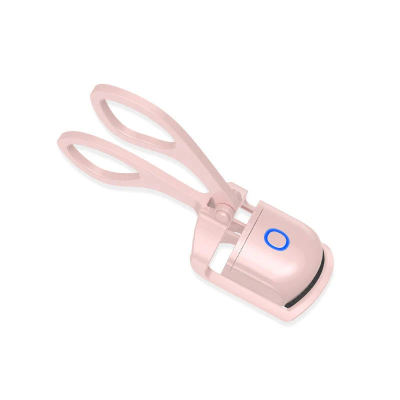 Rechargeable electric heated eyelash curler with temperature control settings, soft silicone pad, and compact, portable design for salon-quality lashes anytime, anywhere