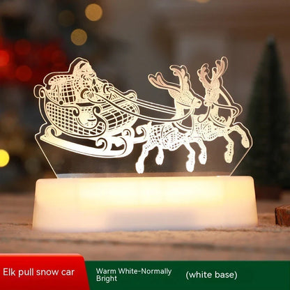 Elegant 3D Acrylic LED Christmas Lamp with intricate designs and warm, cozy lighting