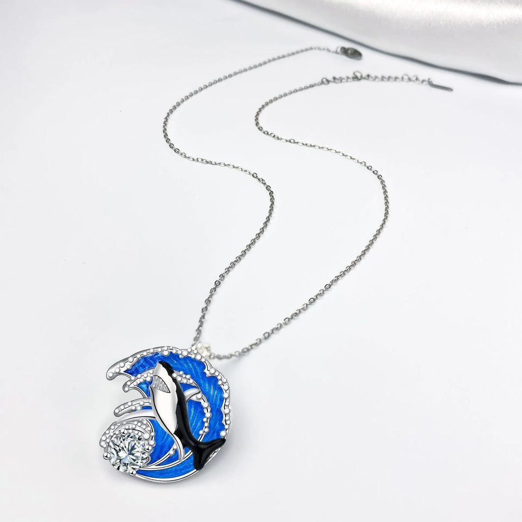 HAILANG women's shark pendant necklace with cross chain design and adjustable length