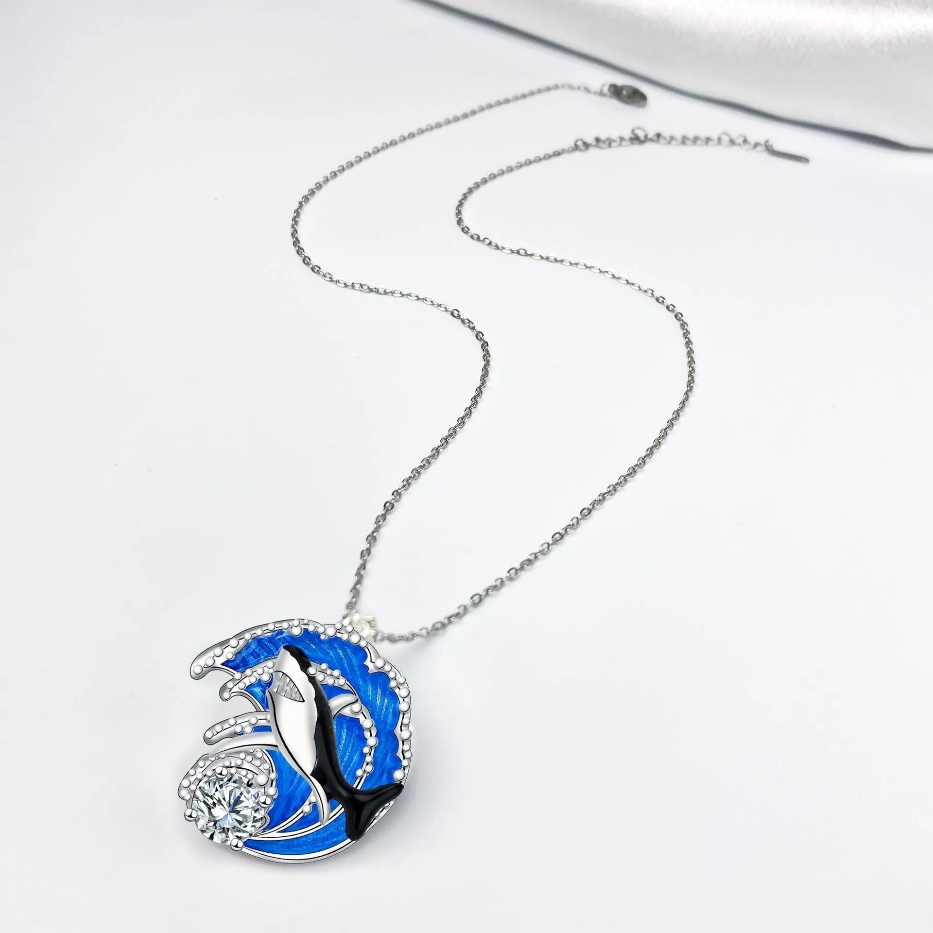 HAILANG women's shark pendant necklace with cross chain design and adjustable length