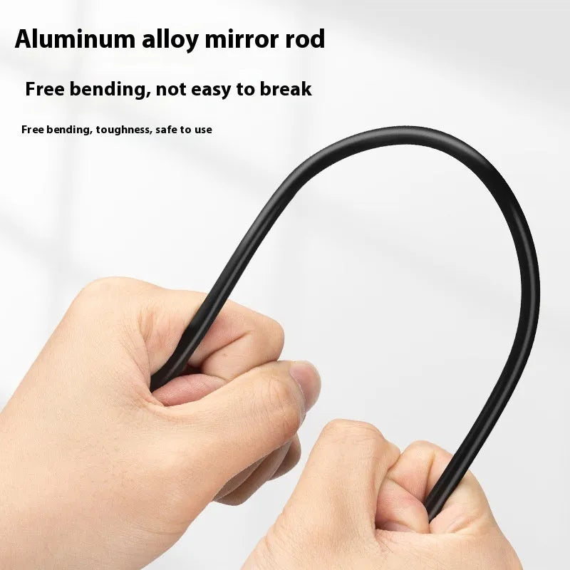 Bicycle helmet rearview mirror with aluminium rod arm and acrylic mirror in black finish