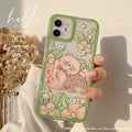 Transparent TPU phone case with hand-painted bear and floral design for iPhone 13