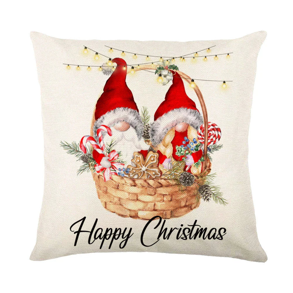 Cozy Christmas pillow covers with whimsical snowflake designs in various colors to decorate your home for the holidays.