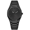 Men's business quartz watch with steel bracelet in black and silver colour options