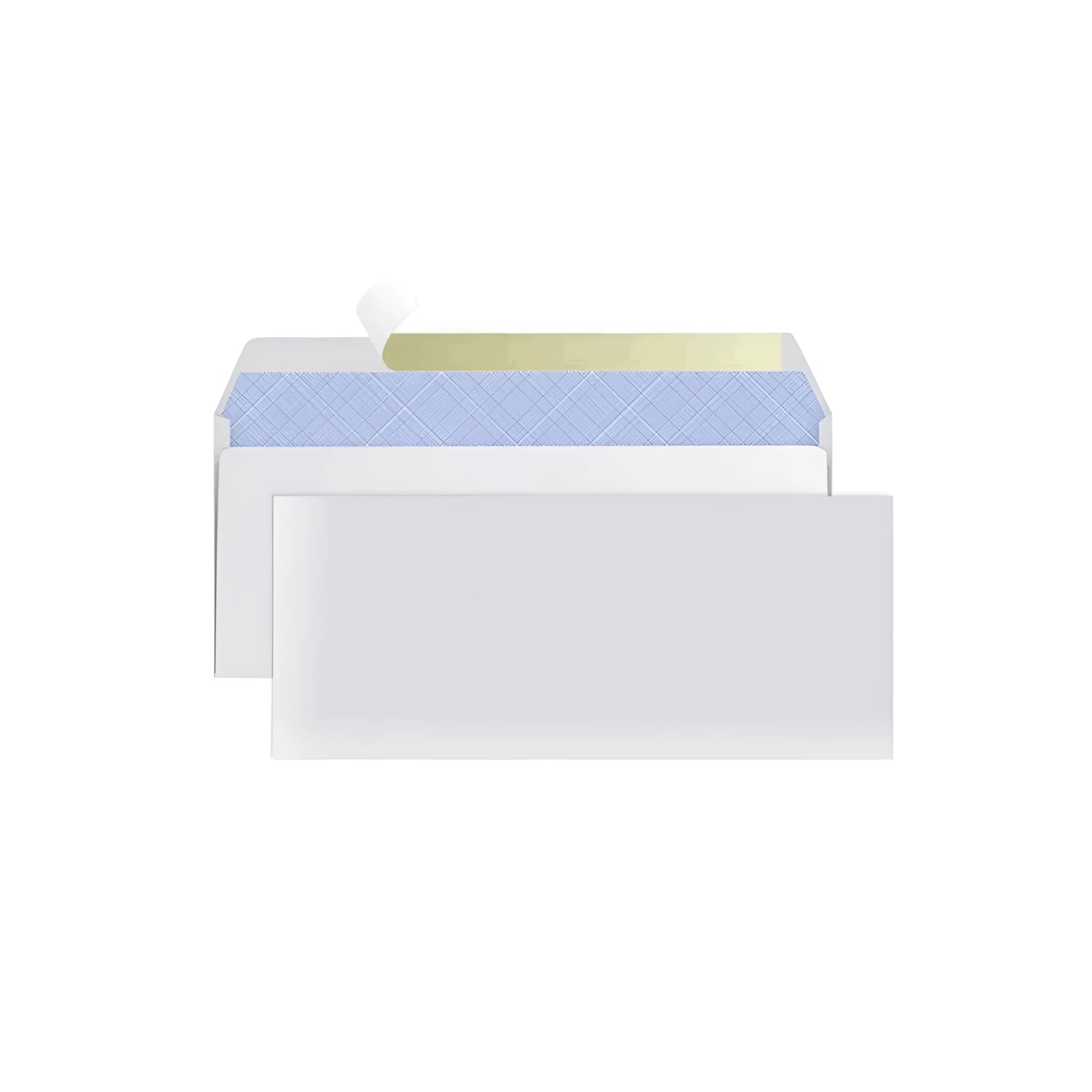 Blue anti-opening self-adhesive confidential envelope measuring 105 by 240 millimetres