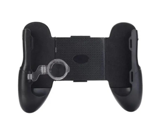 Black ABS three-in-one foldable game handle stretched to hold a mobile phone, with adjustable rear bracket and 270-degree suction cup