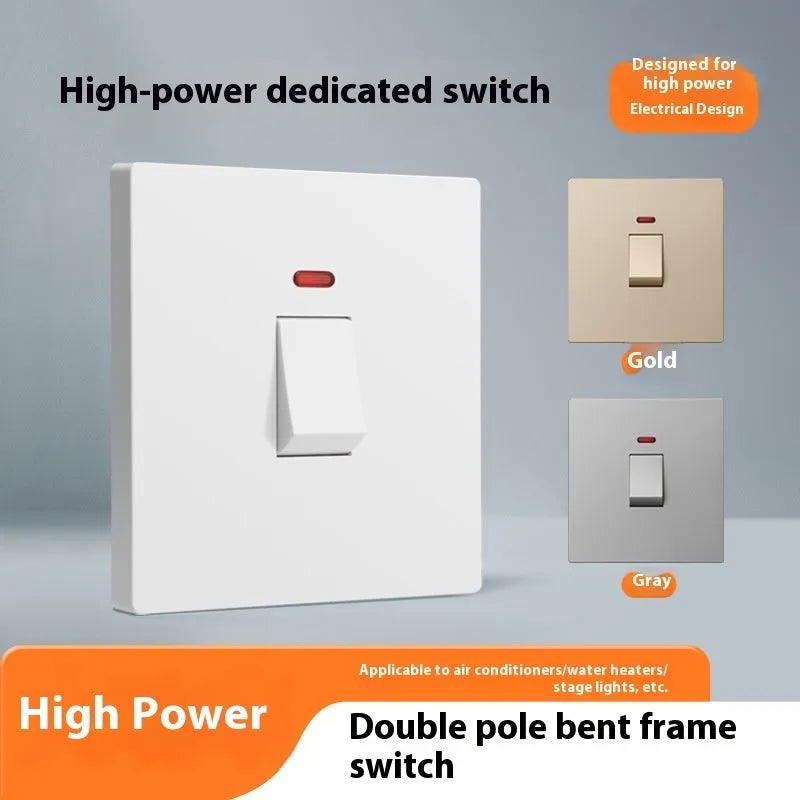 High-current 3-pole electrical switch with light panel in white finish.