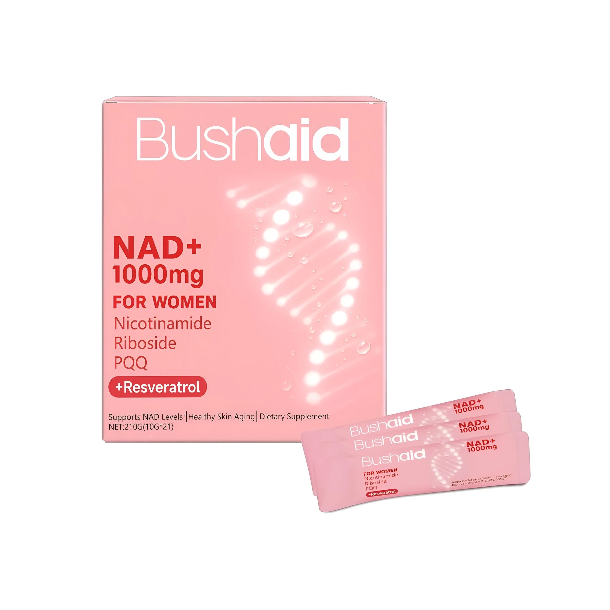 21 individual sachets of liquid antioxidant drink supplement containing four targeted ingredients