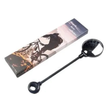 Black metal bicycle rearview mirror with hose adjustment system for handlebar or helmet mounting