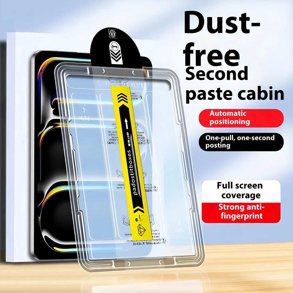 Dust-free warehouse tempered glass HD fullscreen screen protector for iPad showing anti-fall protection