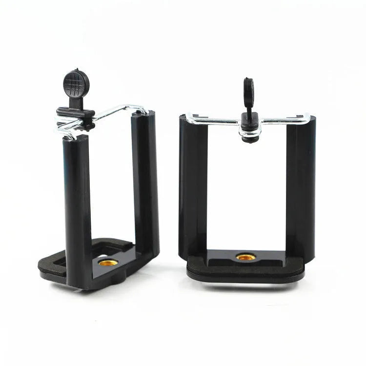 Black plastic U clip mobile phone holder bracket for bicycle and scooter handlebars.